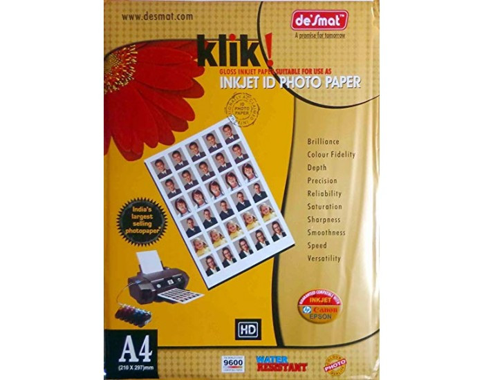 DESMAT INKJET PHOTO PAPER 180 GSM A4 (50 SHEETS)