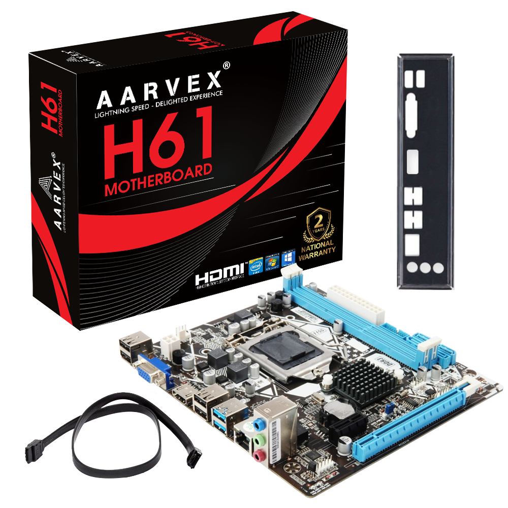 AARVEX MOTHERBOARD H61 (2 YEAR)