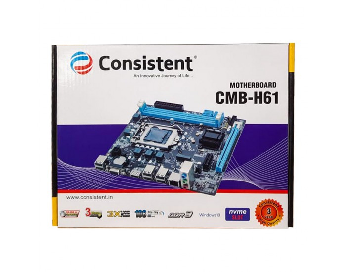 CONSISTENT MOTHERBOARD (H61 D3) DDR3 (FOR INTEL 2ND | 3RD GEN) WITH NVME SLOT