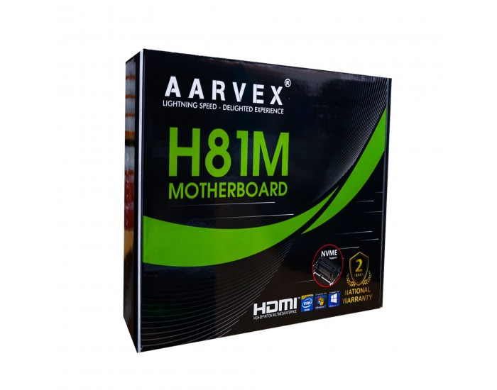 AARVEX MOTHERBOARD 81 (H81M) DDR3 (FOR INTEL) WITH NVME SLOT