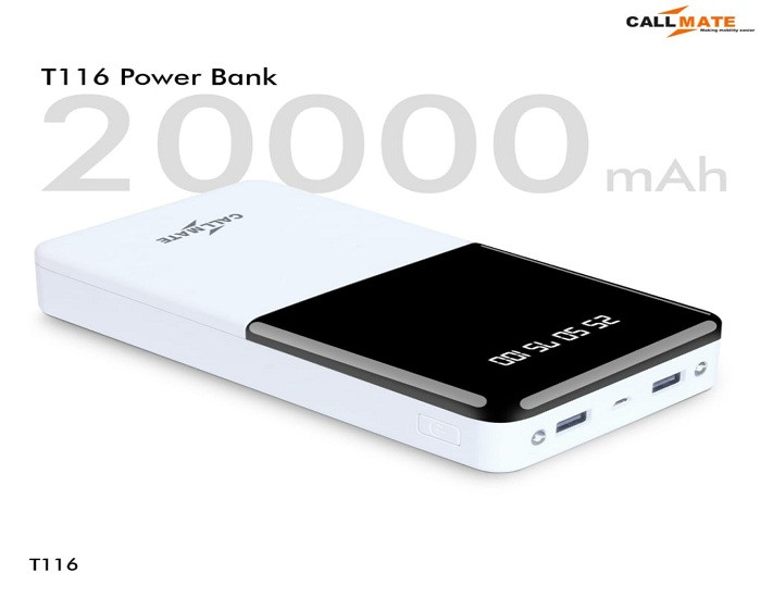 CALLMATE T116 20000 MAH POWER BANK (ASSORTED)
