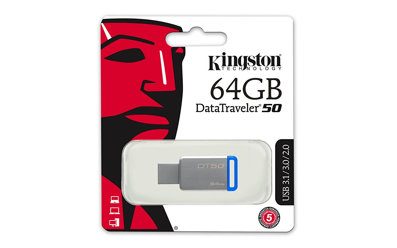 KINGSTON DATATRAVELER 50 64GB USB 3.0 FLASH DRIVE (DT50/64GB)