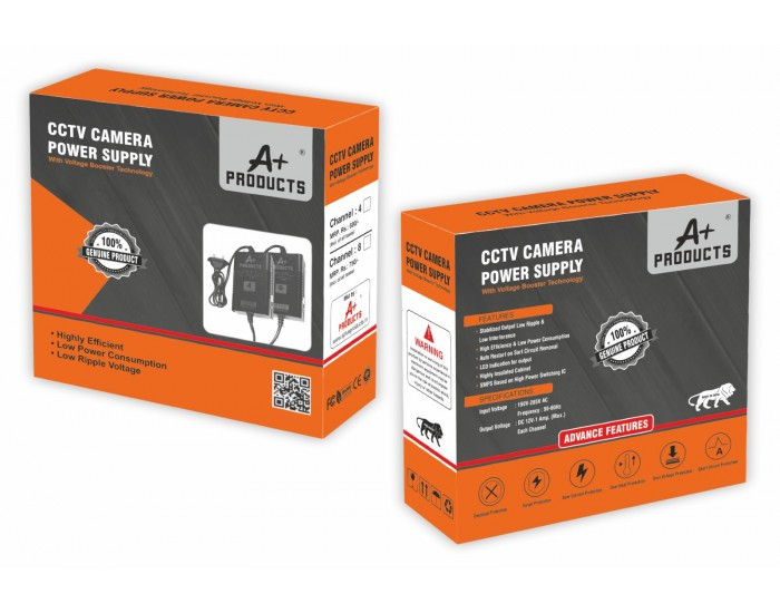 A+ CCTV POWER SUPPLY 8CH METAL (SINGLE OUTPUT) 12V/10A