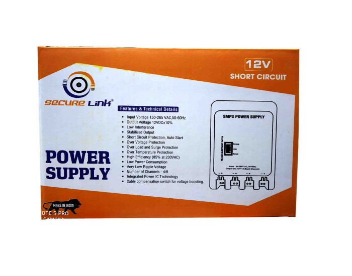 SECURELINK CCTV POWER SUPPLY 8CH METAL (SINGLE OUTPUT) 12V/8A