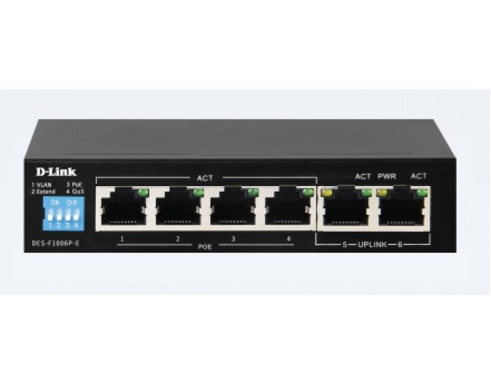 DLINK POE SWITCH 4 PORT (4 NORMAL + 2 NORMAL UPLINK) DESF1006PE