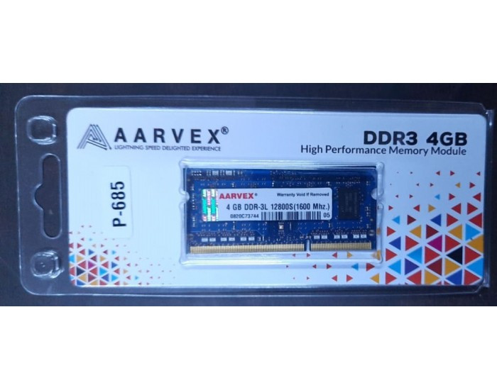 AARVEX RAM 4GB DDR3 LAPTOP 1600MHZ