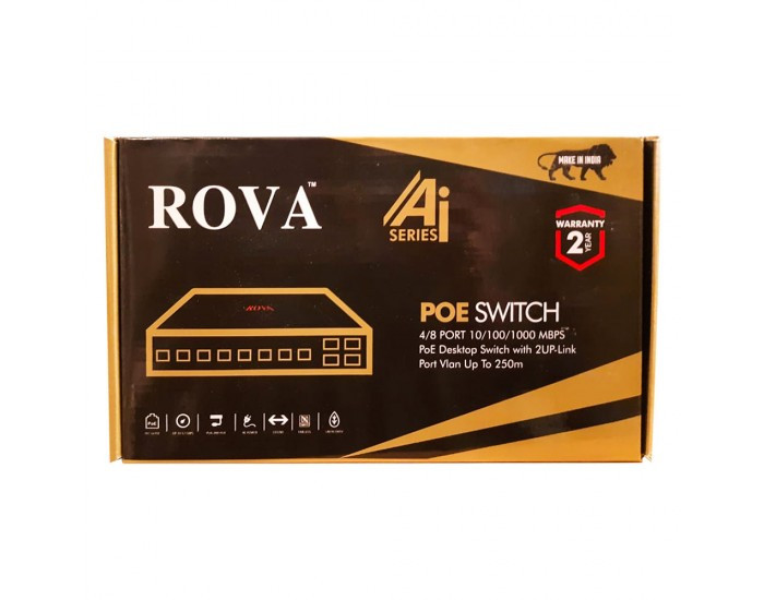 ROVA POE SWITCH 8 PORT GIGA (8 NORMAL + 2 GIGA UPLINK) 8FE+2GE