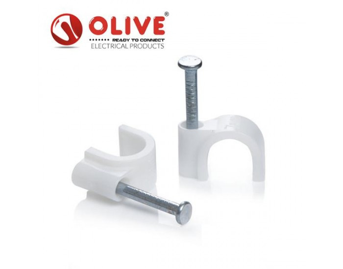 OLIVE CABLE CLIP 6MM (PACK OF 100)