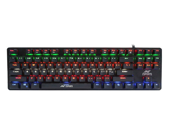 ANT ESPORTS MK1000 MULTICOLOUR LED BACKLIT WIRED TKL MECHANICAL GAMING KEYBOARD WITH BLUE SWITCHES