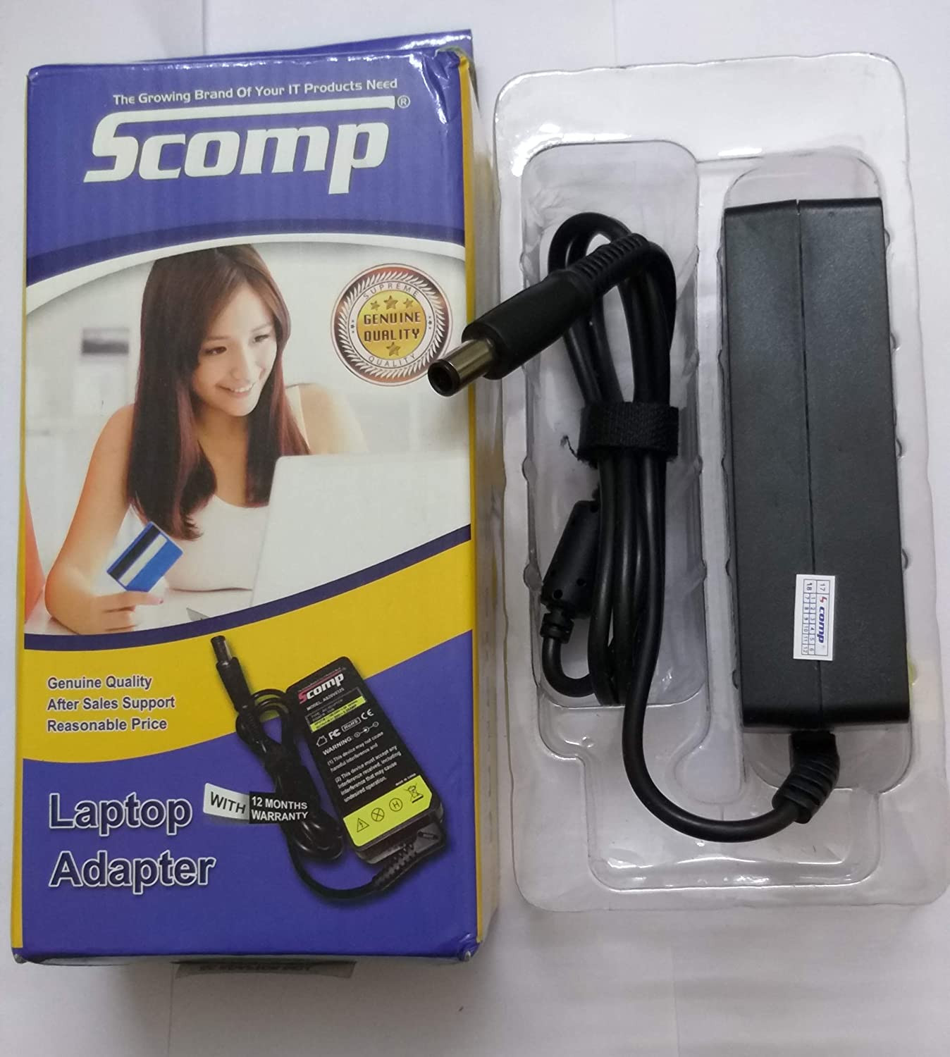 SCOMP Laptop AC Adapter DELL(motti tip) 19.5v 3.34A 65W