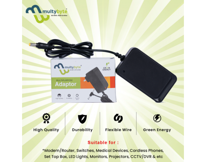 MULTYBYTE POWER ADAPTER 12V/1A (DUAL PIN)