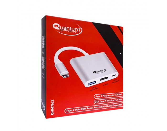 QUANTUM TYPE C HUB DOCK 3 IN 1 (USB 3.0 | HDMI | TYPE C) QHM7622