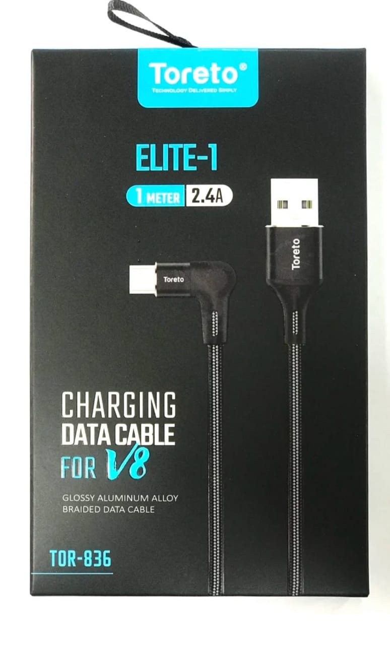 TORETO ELITE-1 (TOR-836) MICRO-USB V8 NYLON BRAIDED FAST CHARGING CABLE ( 1 YEAR WARRANTY)